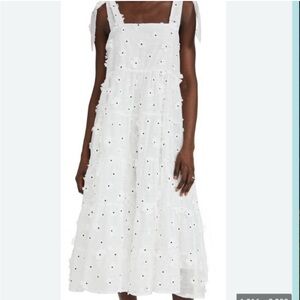 NWT Sister Jane almond blossom appliqué midi dress size large with tie bows